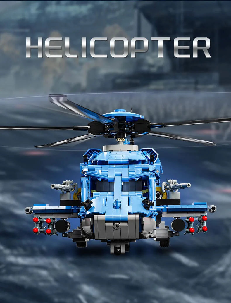 Modern Military Gunship Helicopter Building Block Set – Air Forces Collection