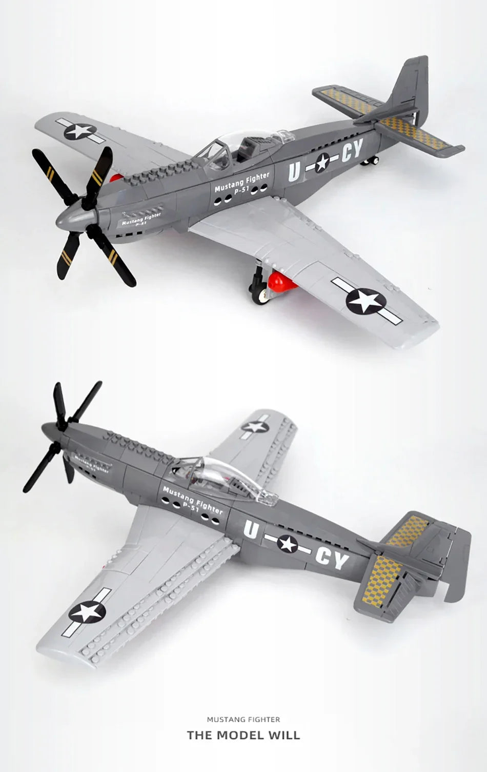 P-51 Mustang Fighter Jet – 258-Piece Military Aircraft Building Block Set