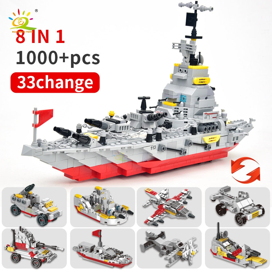 HUIQIBAO Military Warships Cruiser Building Blocks: Naval Adventure Brick Playset