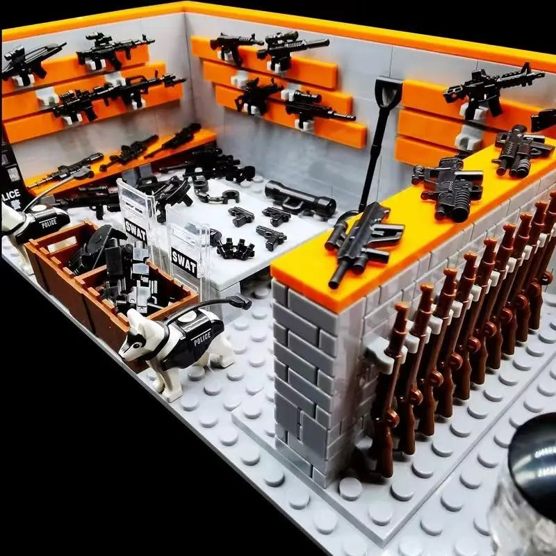 Military Base Army Base Building Blocks Sets WW2 Battle Brick Armory Swat Team Weapons Pack Toys Compatible Major Brands Bricks