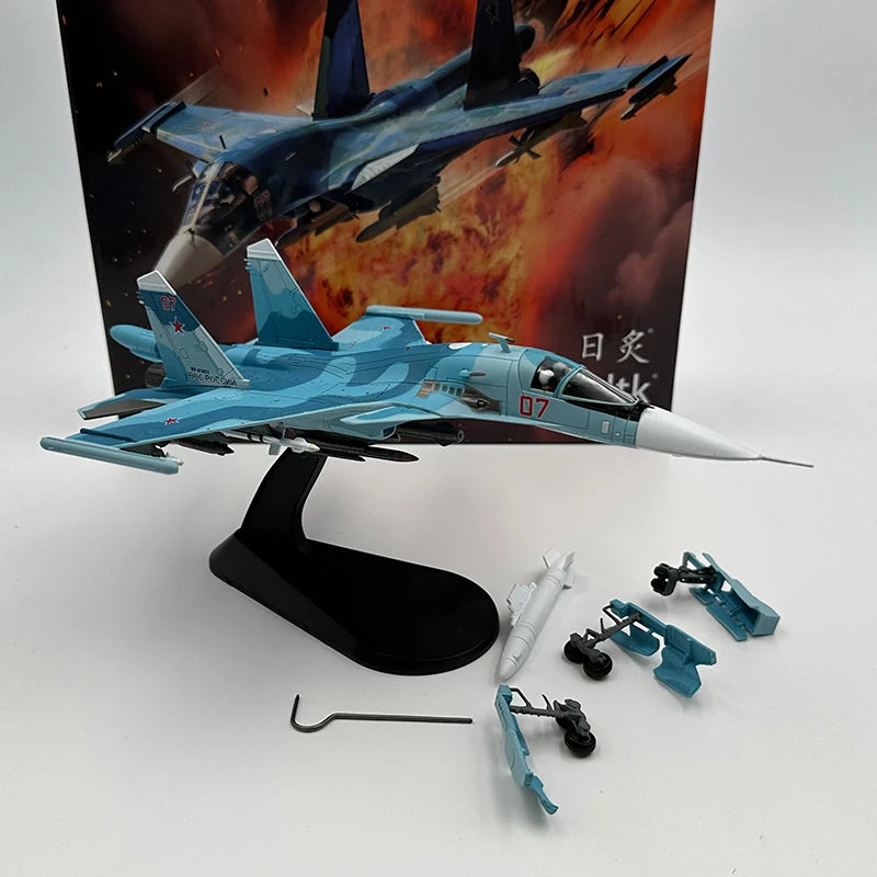 1/100 Scale Russian Su-34 Fullback Fighter Bomber Diecast Model - Metal Display Combat Aircraft
