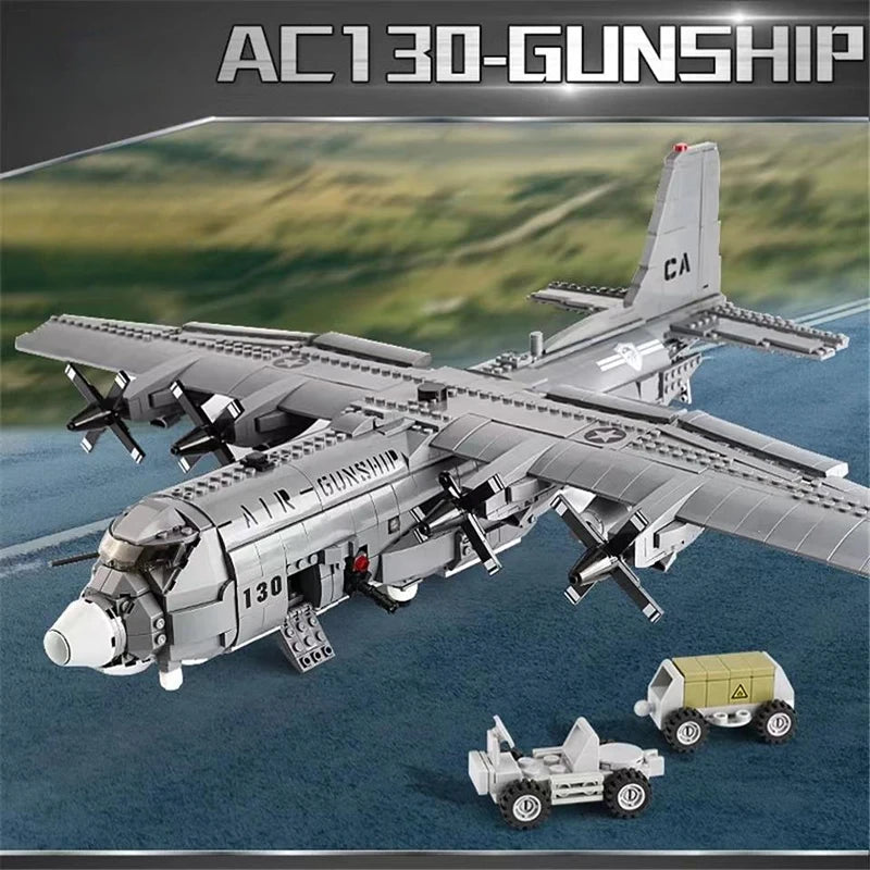 AC-130 Hercules Spectre 'Spooky' Gunship Model Brick Set, 1713pc  - Unleash Your Inner Pilot