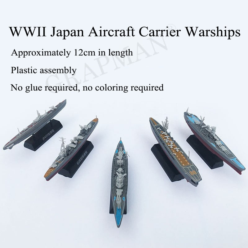 Assembled Modern Military Ship Miniatures - 1:1200 Scale Battleship, Sub & Aircraft Carriers