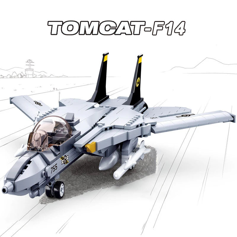 Small and Large Beginner U.S. Air Force F-14, F-16, and F-18 Brick Model Sets - Conquer the Skies