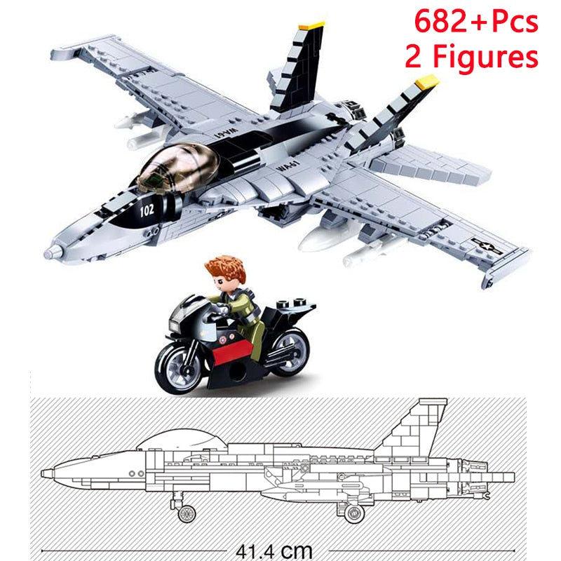 Military Aircraft Brick Model Collection - Classic to Modern Combat Aircraft Block Playsets