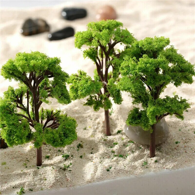4-12cm HO OO Scale Model Trees Train & Railroad Layout Miniature Tree Decorations, 10pcs