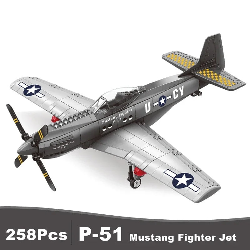 P-51 Mustang Fighter Jet – 258-Piece Military Aircraft Building Block Set