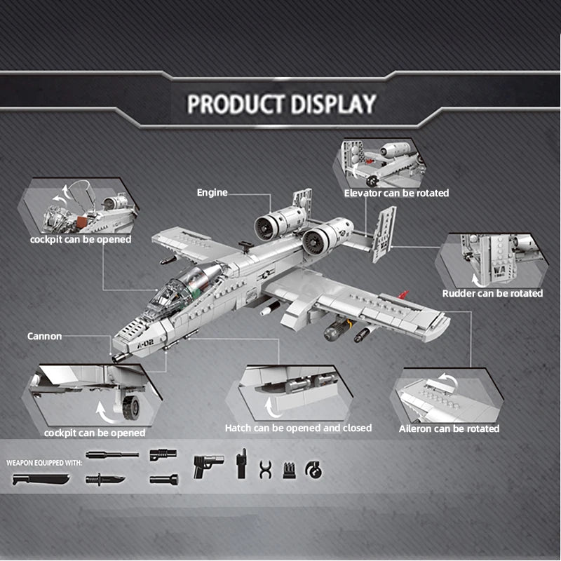 DIY Military Fighter Jet Building Block Set – A10 Warthog or F35 Variant