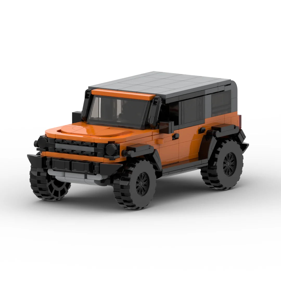 Rugged Off-Road Adventure: Orange Ford Bronco Soft Top Brick Model Set - Xclusive Collectibles