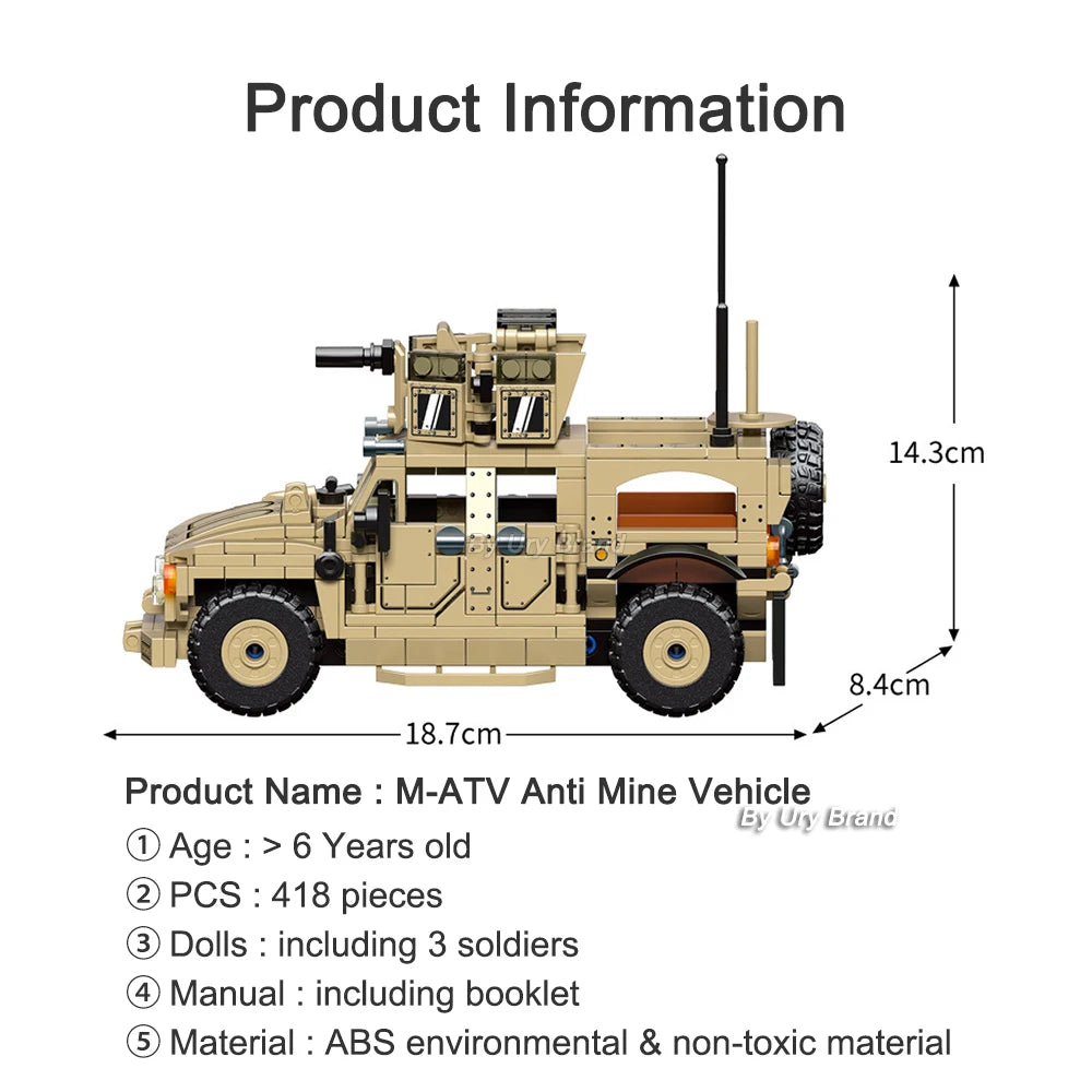 Survival Warfare Brick Model Series - M-ATV Anti-Mine, Anti-Ambush All-Terrain Vehicle