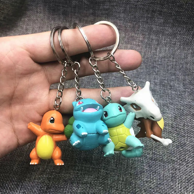 TAKARA TOMY Pokemon Character Keychain - 3cm Charmander, Squirtle, Cubone, Bulbasaur PVC Models