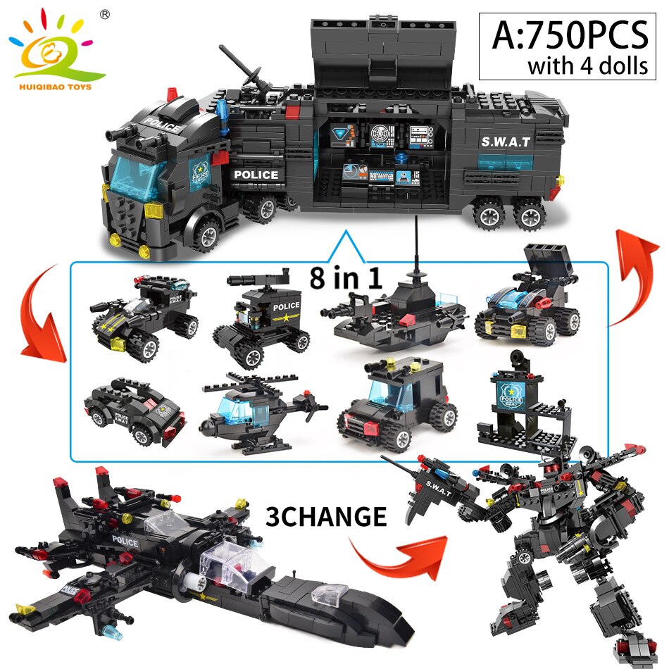 HUIQIBAO SWAT & Police Station Building Blocks: Diverse Sets for Creative Play