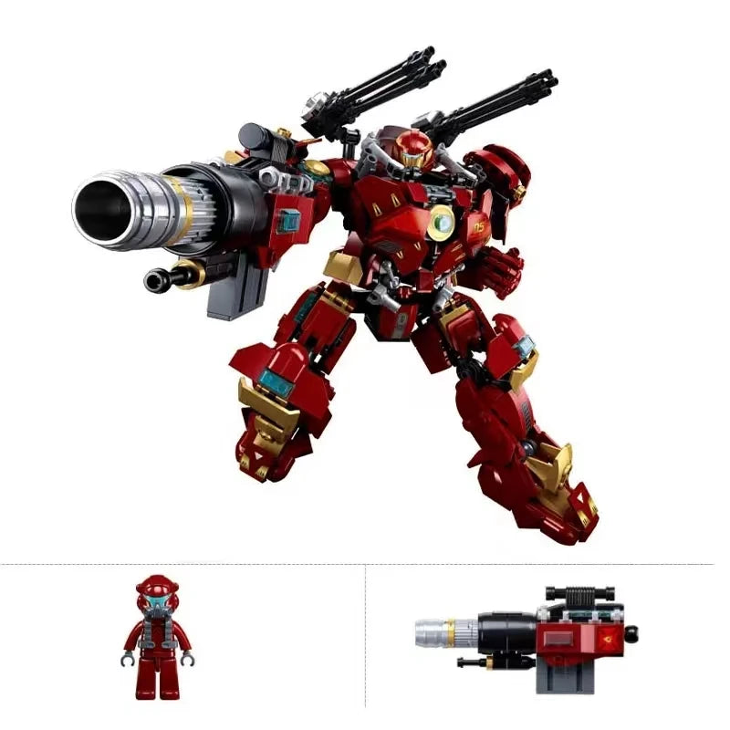 588PCS RED Superhero Mech Soldier Brick Model Set - Unleash Your Inner Hero