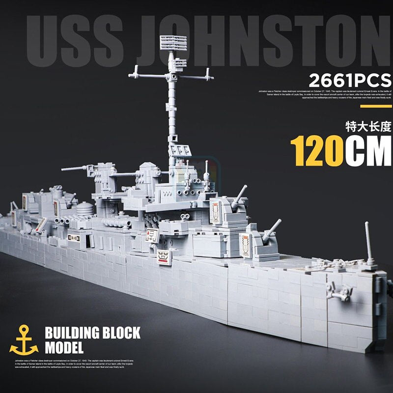 Bismarrk,P USS Johnston Fletcher-Class Destroyer Model Brick Playset