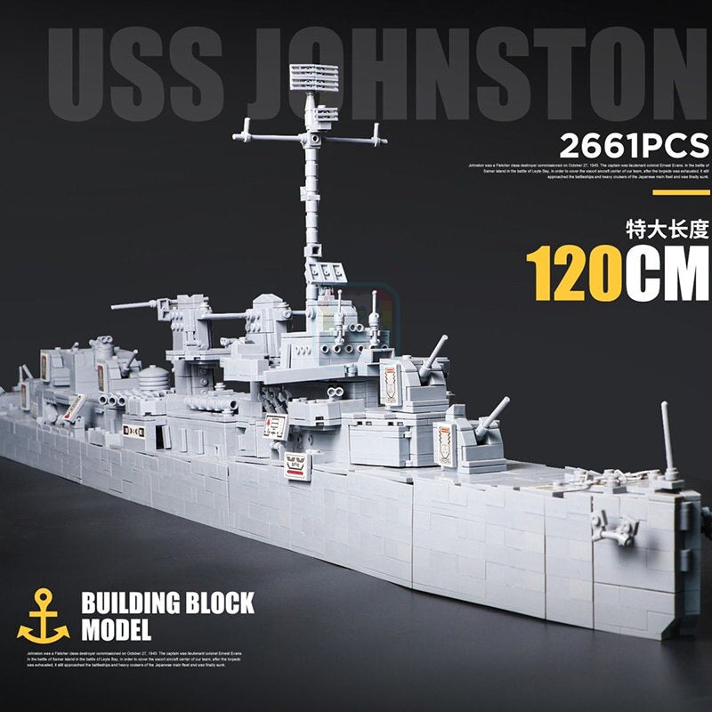 Bismarrk,P USS Johnston Fletcher-Class Destroyer Model Brick Playset - Xclusive Collectibles