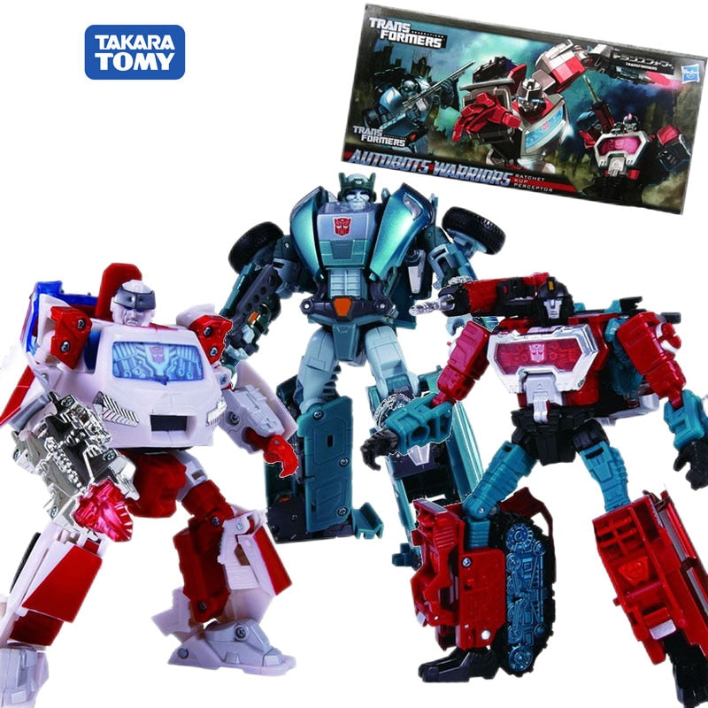 TAKARA TOMY Original Transformers AUTOBOTS WARRIORS RATCHET KUP PERCEPTOR Action Figure Robot Model Set