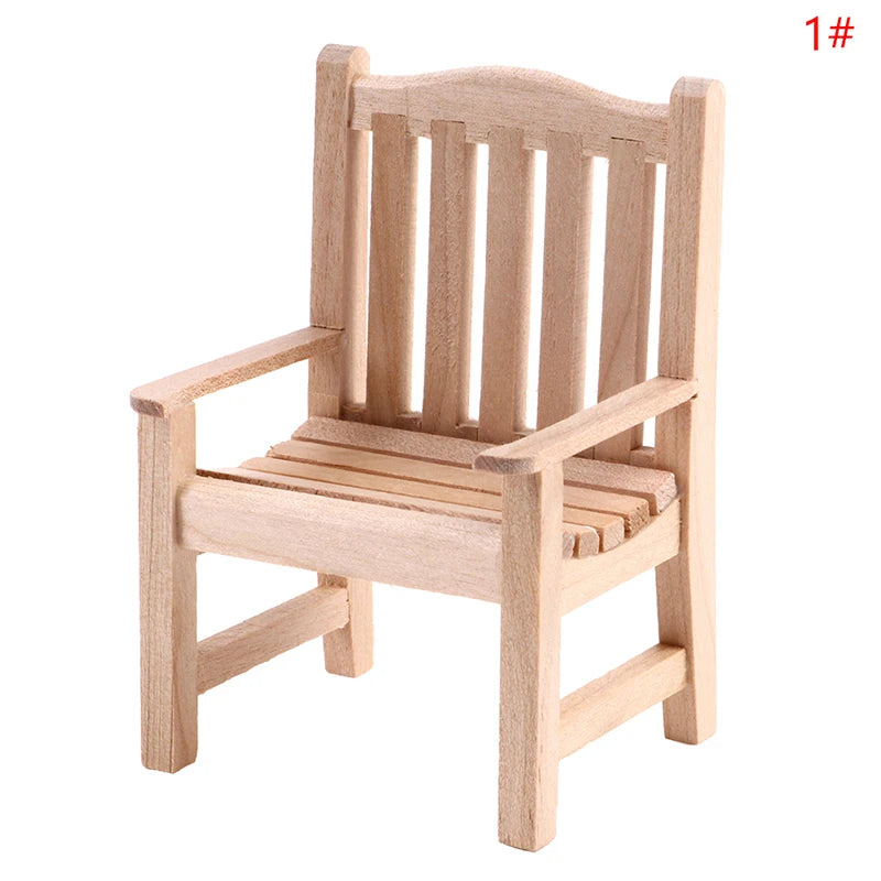 MYPANDA Dollhouse Simulation Chairs - 1/12 Scale, Wood/Metal/Plastic, Various Types for Miniature Settings