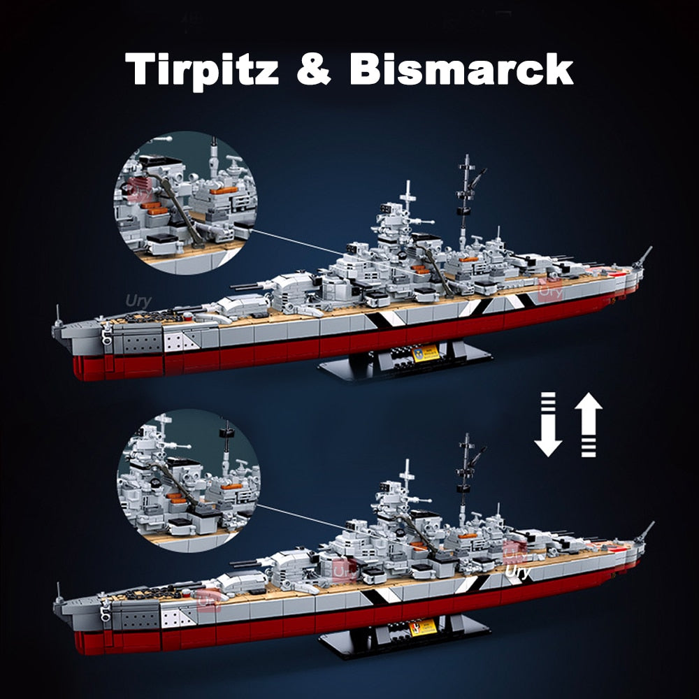 Sluban 2in1 Tirpitz & Bismarck Battleship Fleet Model Brick Set