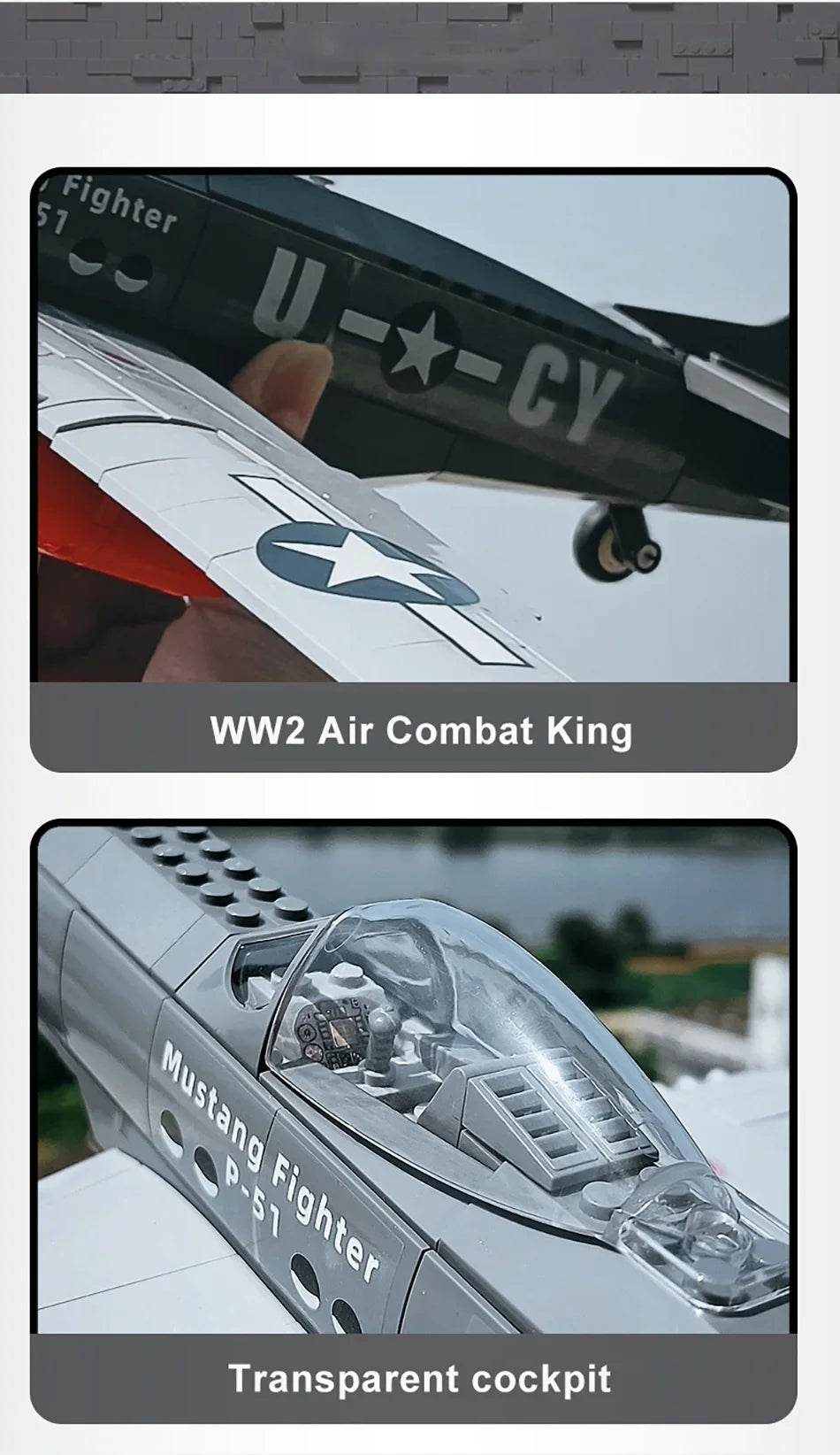 P-51 Mustang Fighter Jet – 258-Piece Military Aircraft Building Block Set