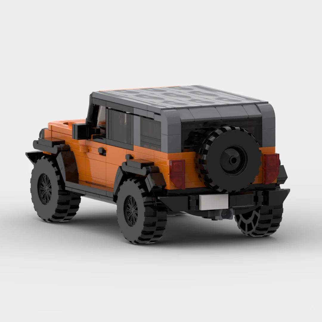 Rugged Off-Road Adventure: Orange Ford Bronco Soft Top Brick Model Set - Xclusive Collectibles