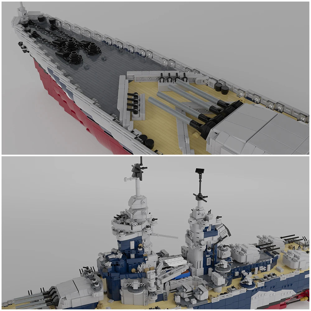 BuildMoc Richelieu French Battleship MOC 1:200 Scale Model Kit - 10803 PCS
