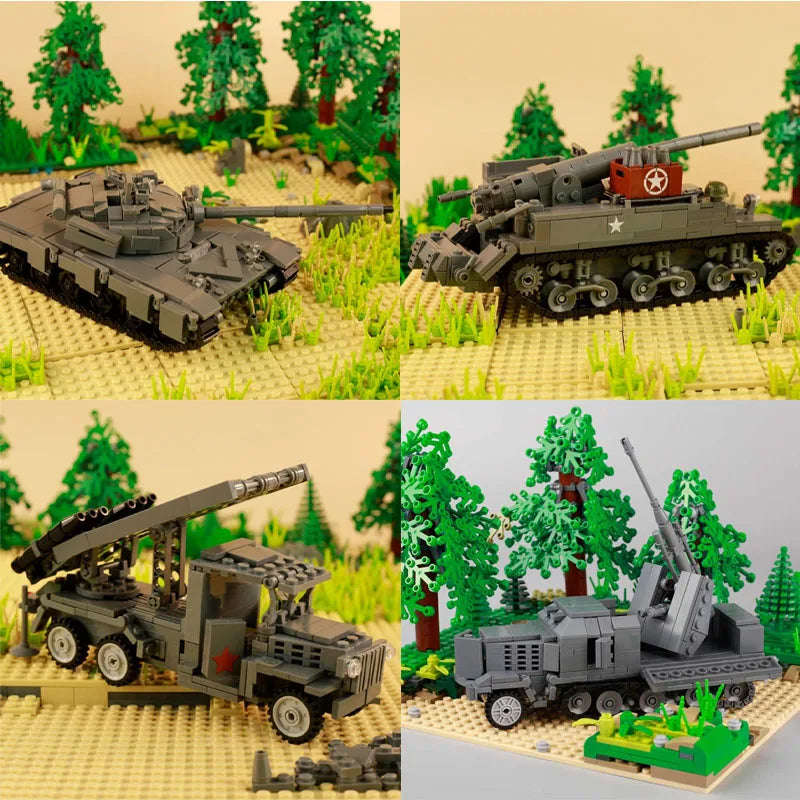 BRICKPANDA WWII Brick Armor Military Vehicles and Base Playsets