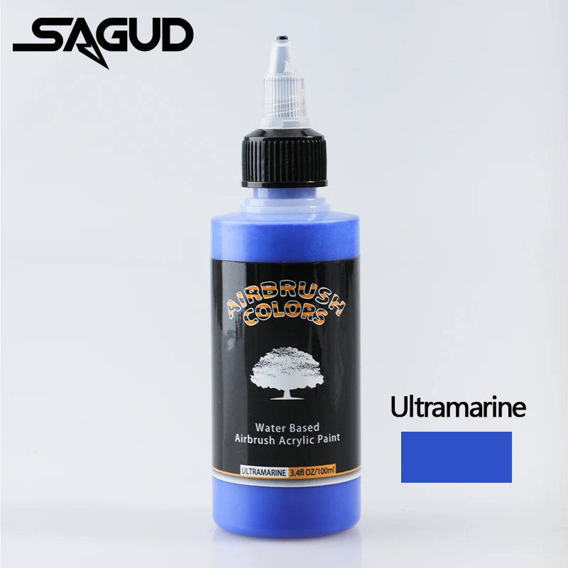 SAGUD Waterborne Acrylic Paint for Airbrush - 18 Colors, 100ml Each for  Art, Shoes, Wood, Canvasbased, and non-toxic, these paints are ideal for