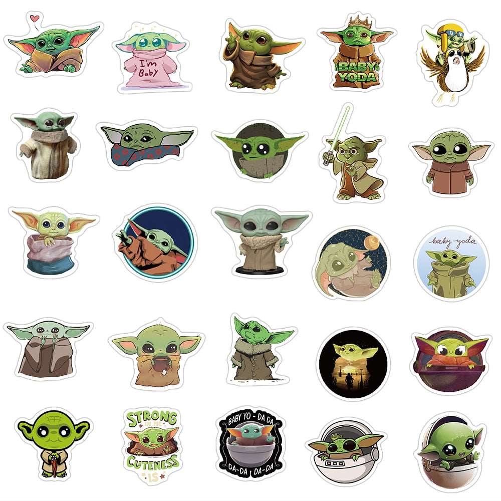 10/50PCS Star Wars The Mandalorian Baby Yoda Stickers, 10/50pc