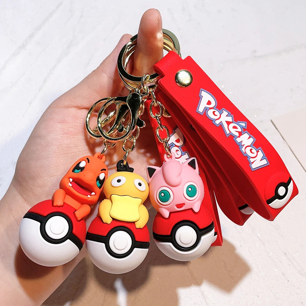 Pokemon Keychain - Zinc Alloy Anime Pikachu Charmander Psyduck Keyring