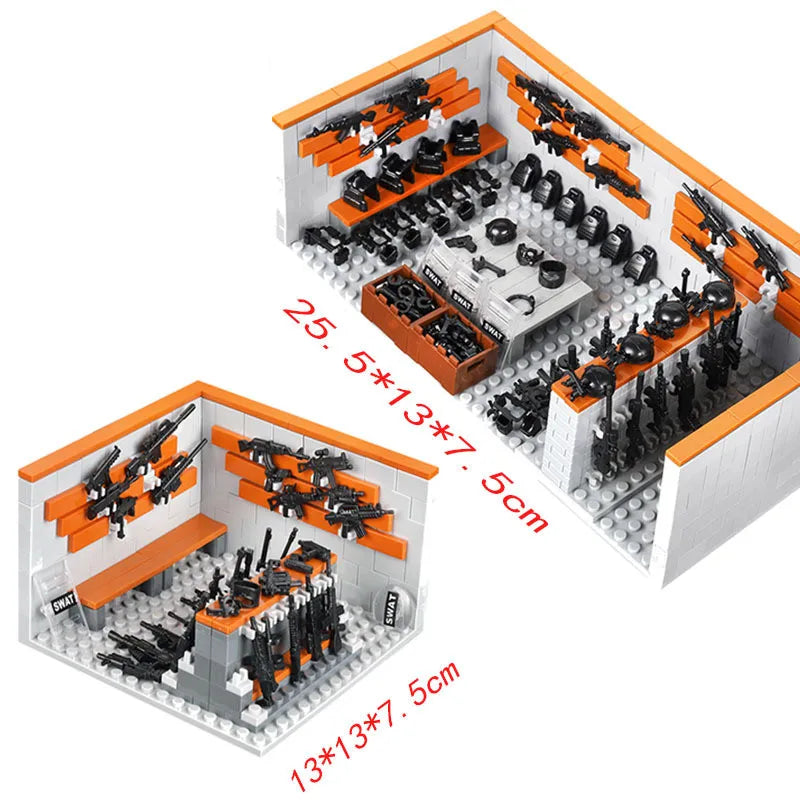 Military Base Army Base Building Blocks Sets WW2 Battle Brick Armory Swat Team Weapons Pack Toys Compatible Major Brands Bricks