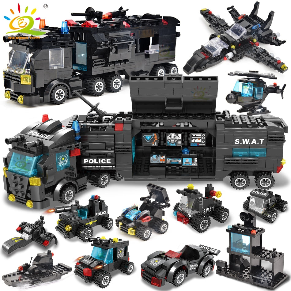 HUIQIBAO SWAT & Police Station Building Blocks: Diverse Sets for Creative Play