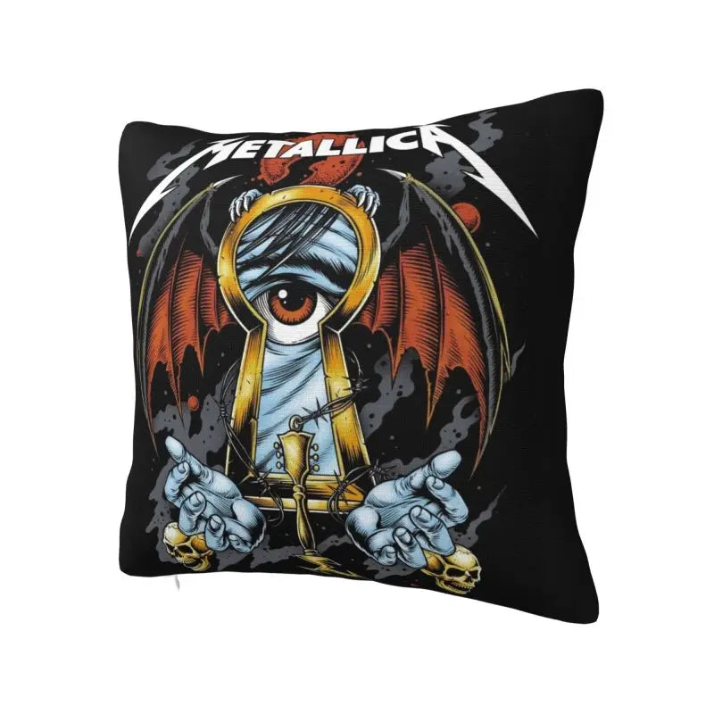 Metallica Heavy Metal Music Themed Velvet Cushion Cover - Double-Sided 3D Print