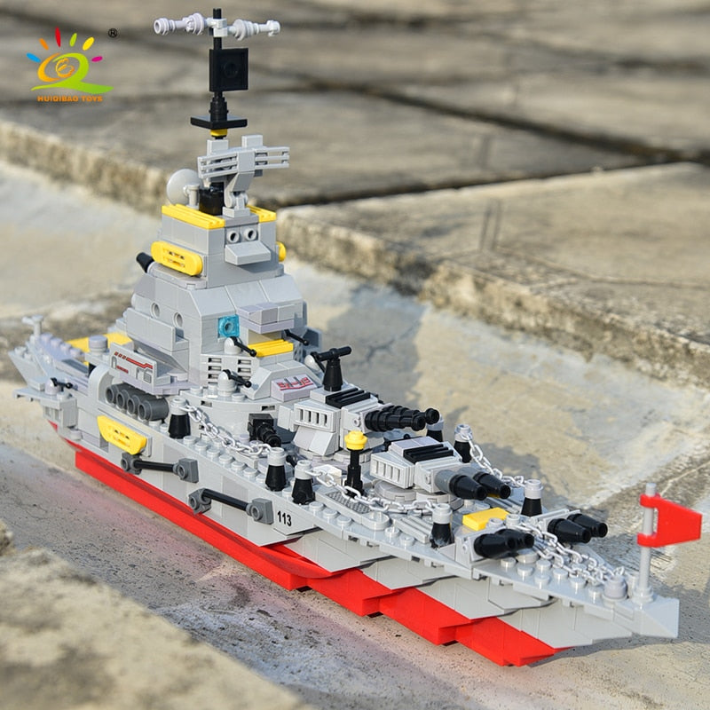 HUIQIBAO Military Warships Cruiser Building Blocks: Naval Adventure Brick Playset