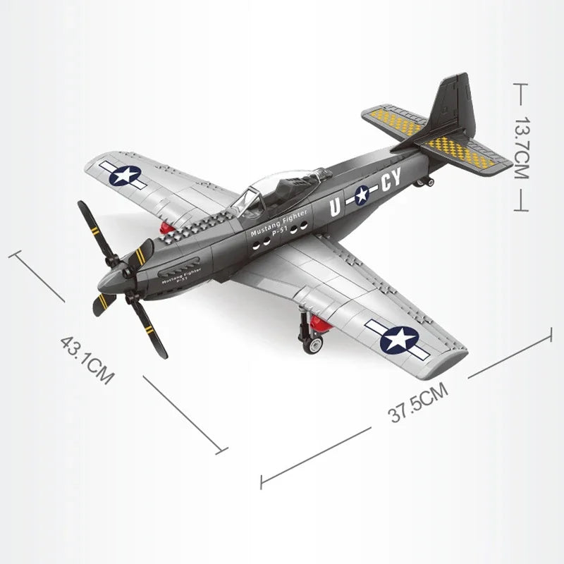 P-51 Mustang Fighter Jet – 258-Piece Military Aircraft Building Block Set