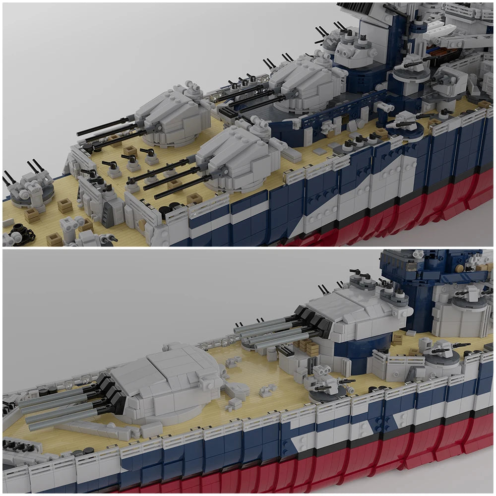 BuildMoc Richelieu French Battleship MOC 1:200 Scale Model Kit - 10803 PCS