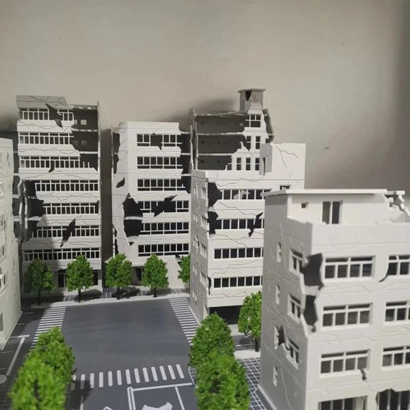 N Scale & 1/100 Scale Battle Damaged City Building Landscape Models - Choose Your Style