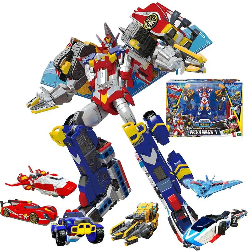 Bandai 6 in 1 1/48 Scale Tobot Master V Galaxy Detectives Transforming Combiner Robot Toy Models