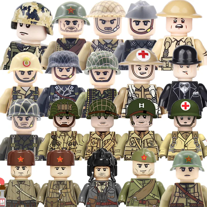 BRICKPANDA Military Building Blocks Set: Detailed Soldier Figures with Weapons, Helmets, and Operation Maps - Mini Bricks Compatible with Lego
