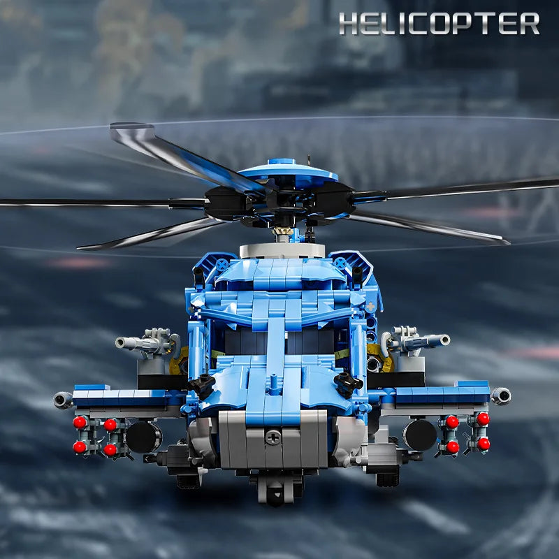 Modern Military Gunship Helicopter Building Block Set – Air Forces Collection