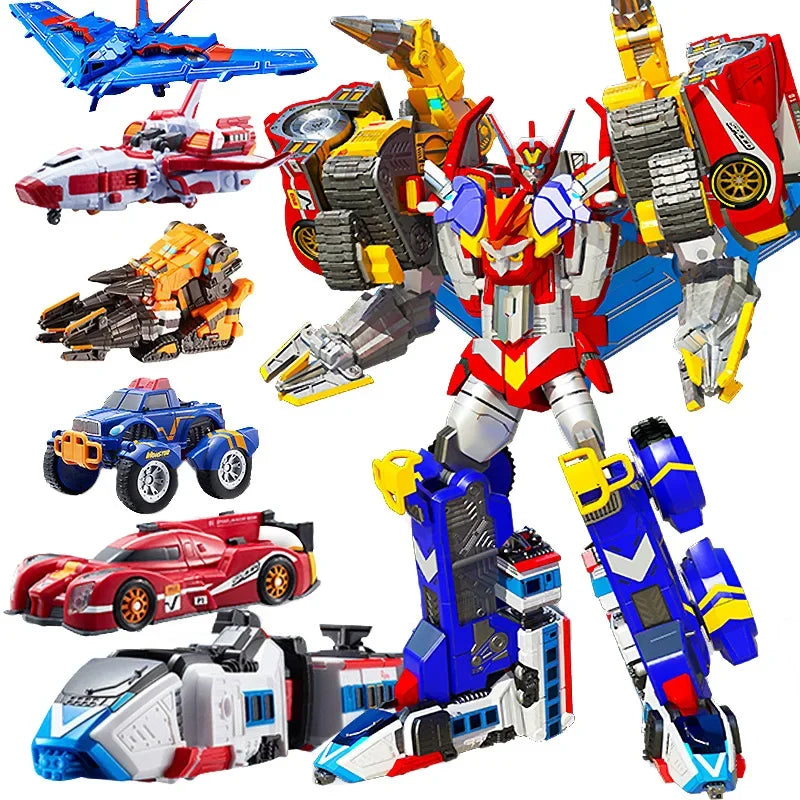 Bandai 6 in 1 1/48 Scale Tobot Master V Galaxy Detectives Transforming Combiner Robot Toy Models