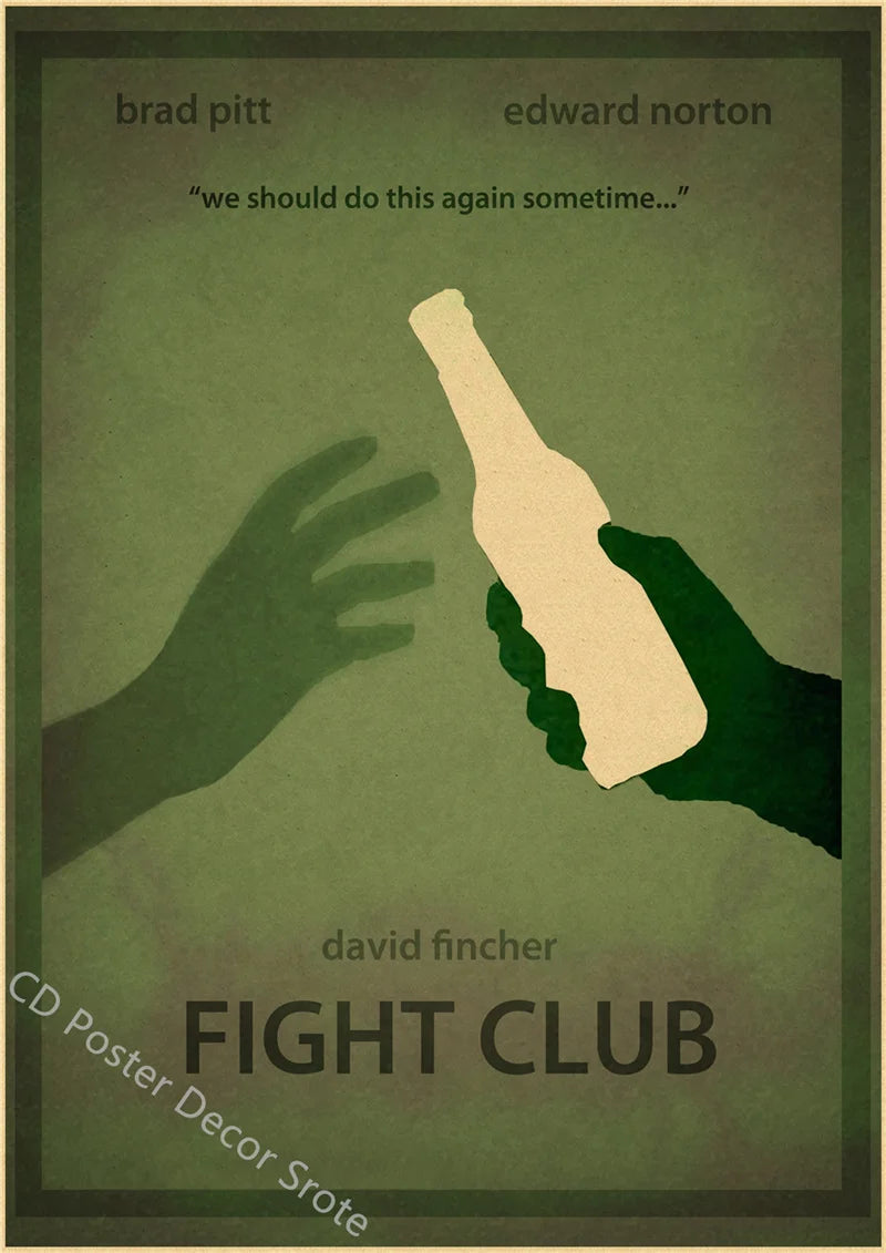 Brad Pitt Fight Club Classic Movie Poster Vintage Kraft Paper Wall