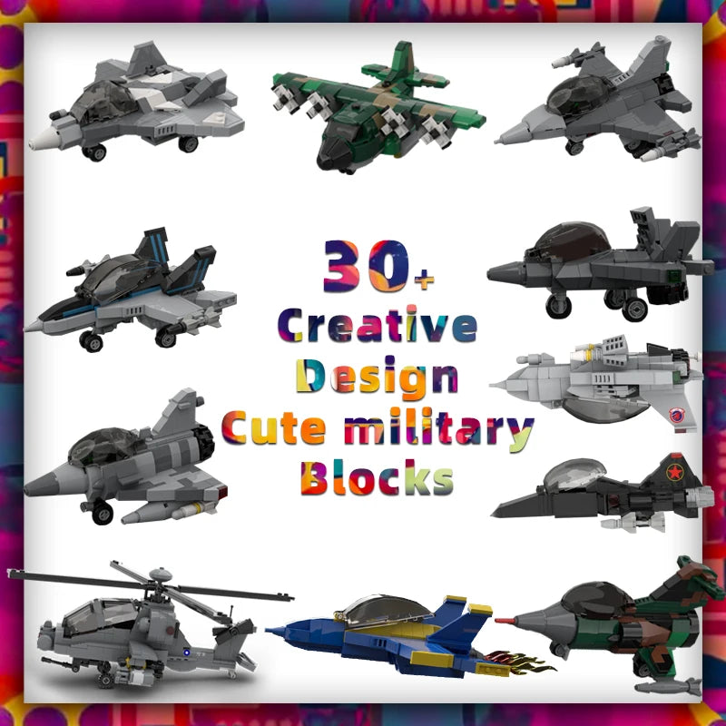 Mini Beginner Level Fighter Jets Military Block Sets - 30 Creative Military Designs