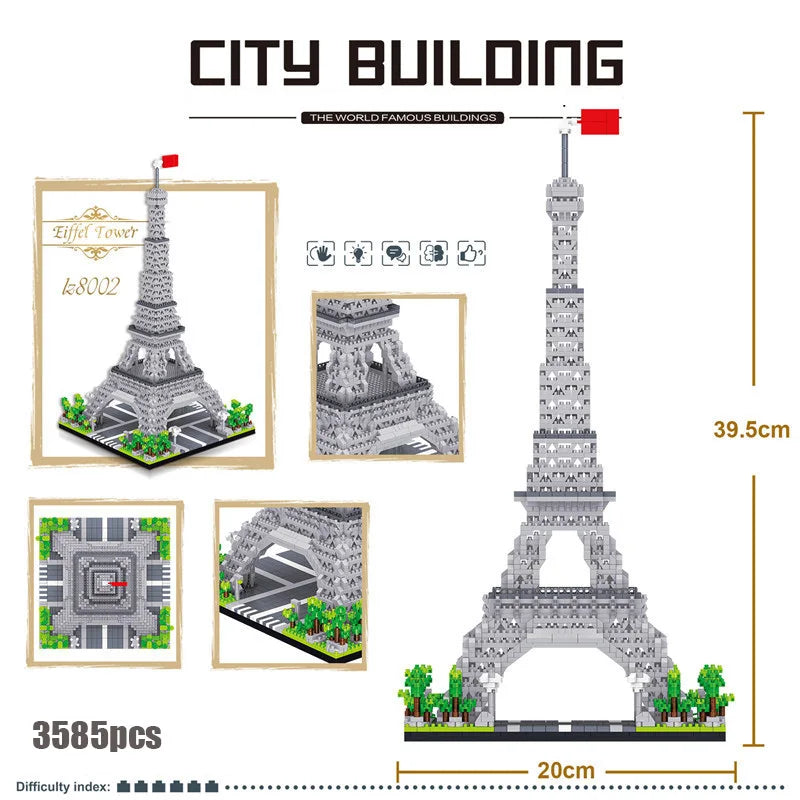 OFENG Mini Diamond Architecture Models - Taj Mahal, Eiffel Tower, Saint Basil's Cathedral, and More