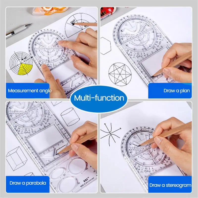 Multifunctional Geometric Ruler Drawing Template - School, Office, Architecture Supply