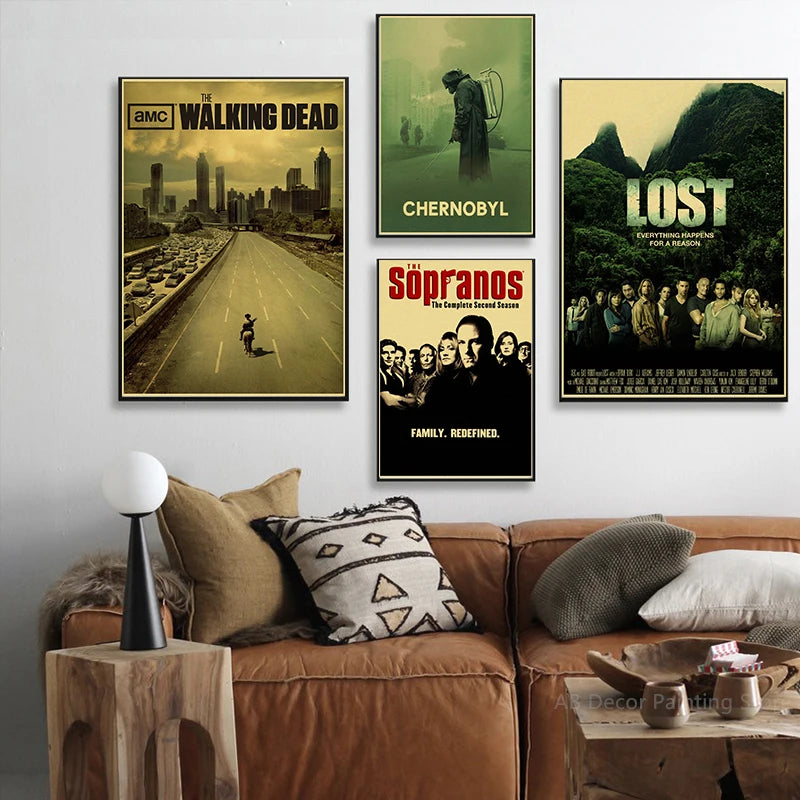 Vintage TV Movie Poster Prints - Retro Wall Art for Home Cinema Decor