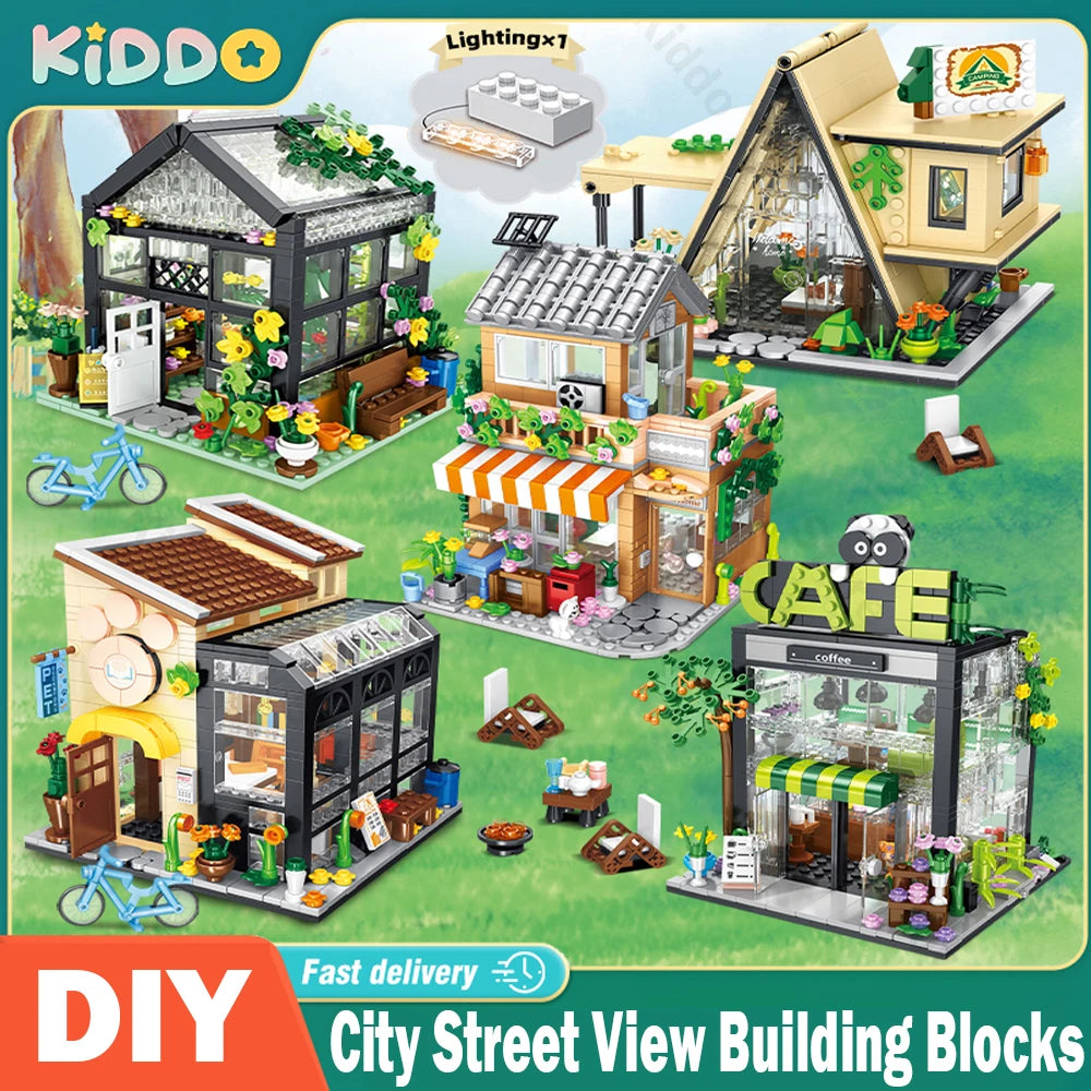 City Street View Building Blocks Set - Urban Life in Bricks