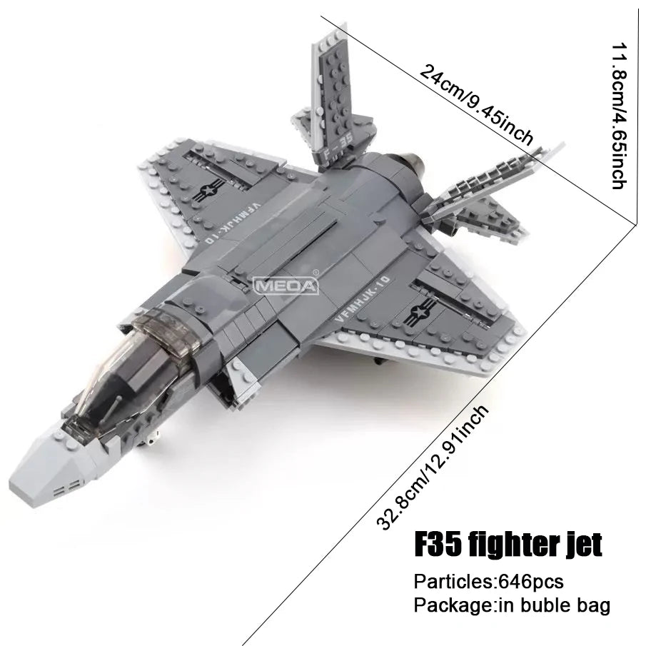 DIY Military Fighter Jet Building Block Set – A10 Warthog or F35 Variant