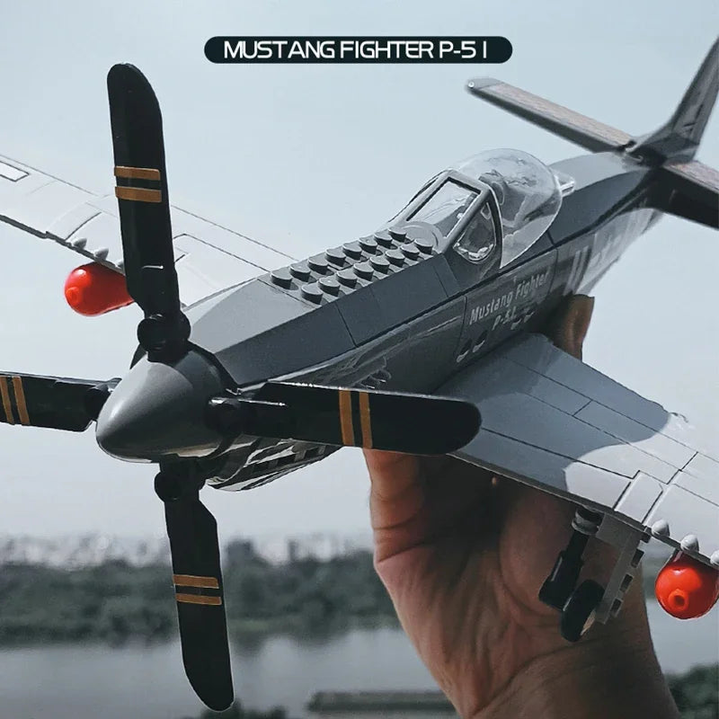 P-51 Mustang Fighter Jet – 258-Piece Military Aircraft Building Block Set