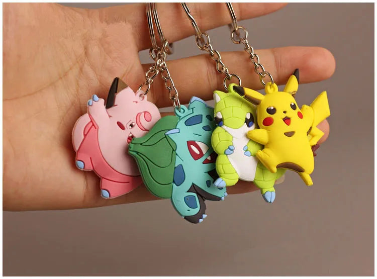 Pokemon Go PVC Anime Keychain – Cute Cartoon Pikachu Figure Key Ring