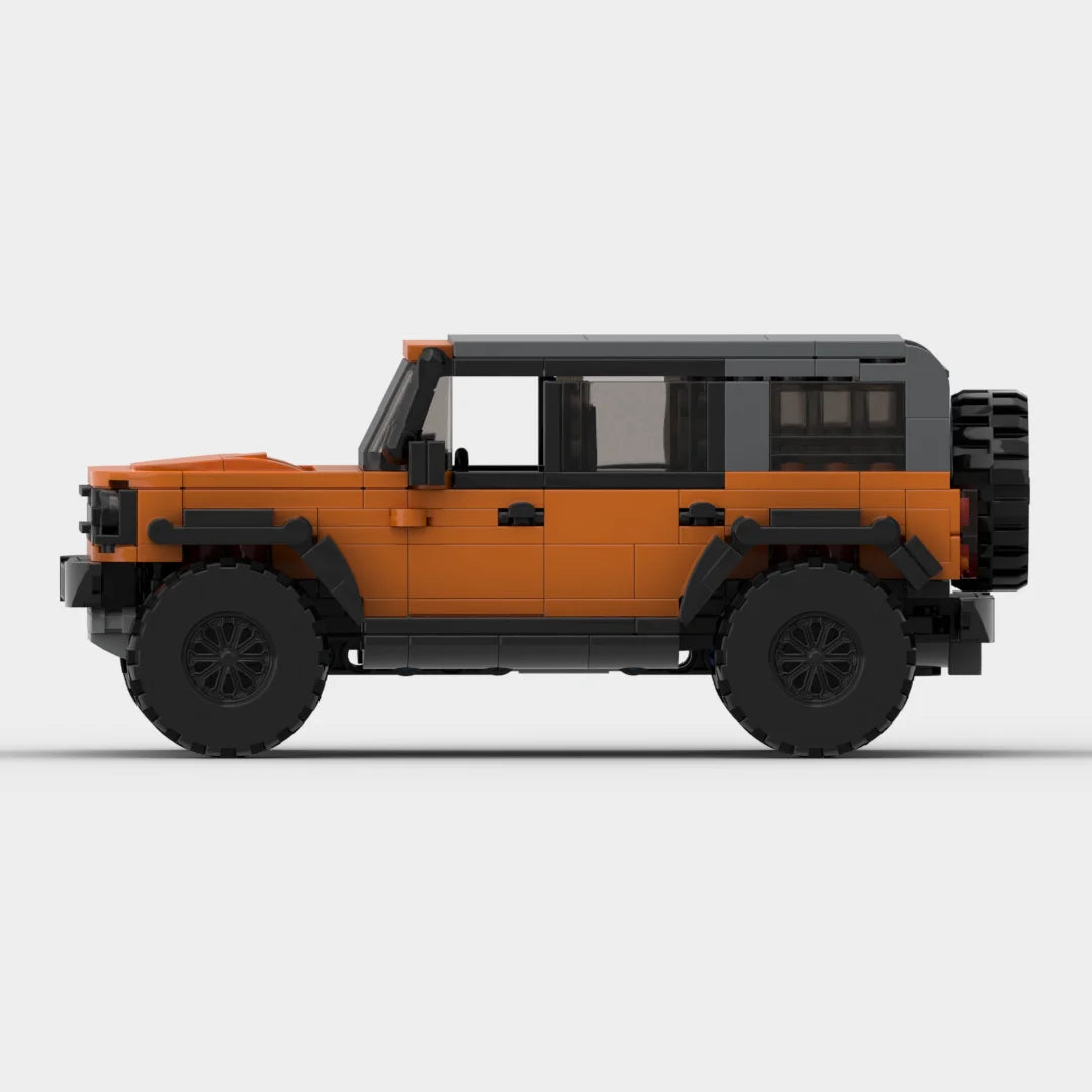 Rugged Off-Road Adventure: Orange Ford Bronco Soft Top Brick Model Set - Xclusive Collectibles